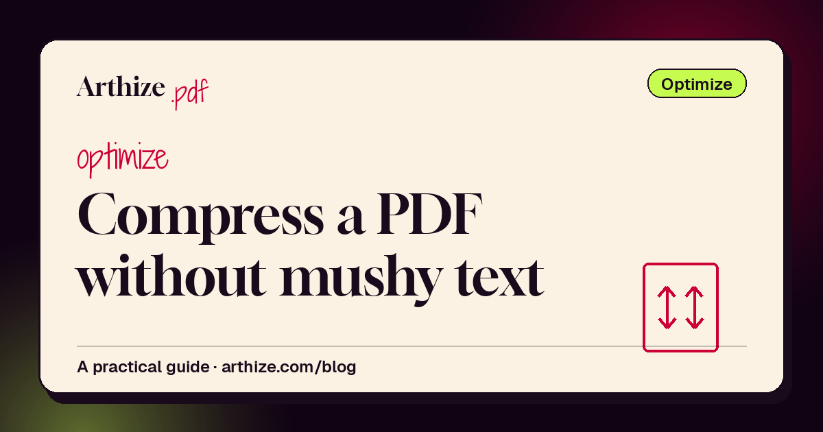 Arthize guide cover — how to compress a PDF