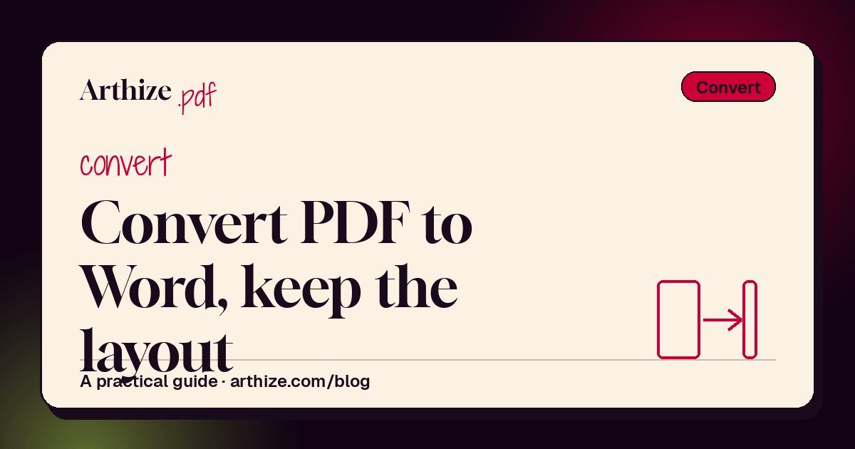 Arthize guide cover — how to convert PDF to Word