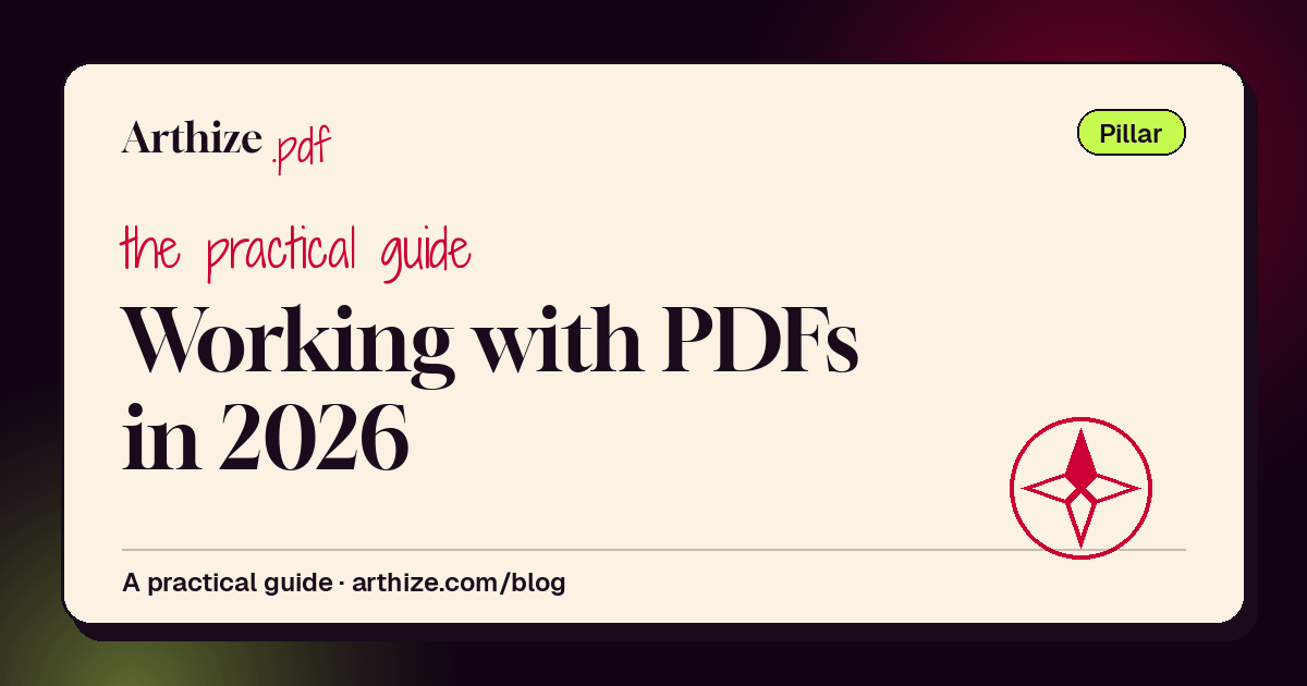 Arthize guide cover — working with PDFs in 2026